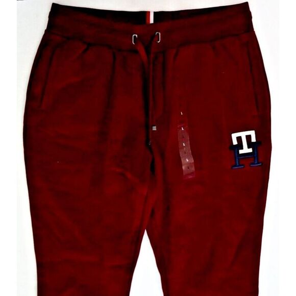 Tommy Hilfiger MW28208 500 Men's Sz L Maroon "TH" Monogram Logo Sweatpants $129 - Picture 4 of 7